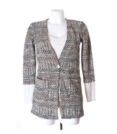 Desigual Damen Strickjacke angenähtem Shirt Cardigan Bouclé Gr. S Strick