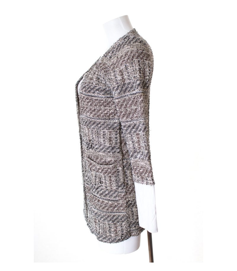 Desigual Damen Strickjacke angenähtem Shirt Cardigan Bouclé Gr. S Strick – Foto 3
