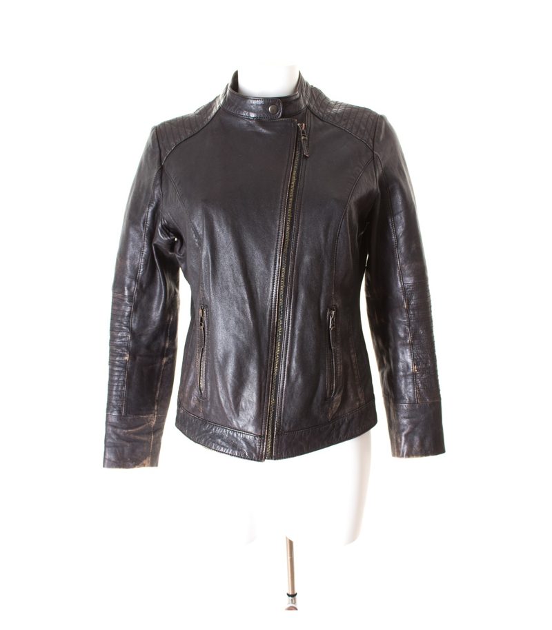 mangoon Damen Lederjacke Gr. D 40 Braun Leder – Foto 1