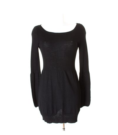 PINKO Damen Kleid Strickkleid Gr. L Schwarz Merino Wolle