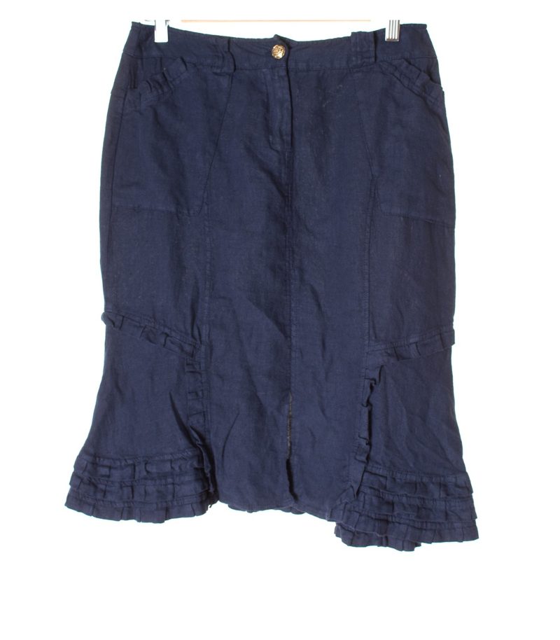 NICOWA Damen Rock Gr. D38 Blau Leinen – Foto 1
