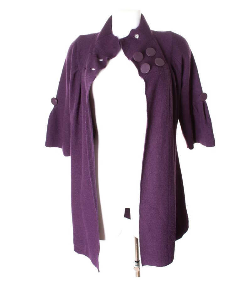 JASPER CONRAN JEANS Strickmantel Strickjacke Cardigan Gr. EU 38 UK 10 Wolle Violett – Foto 4