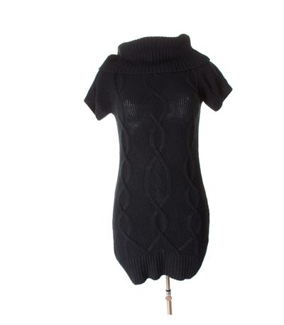 Damen Kleid Strickkleid Rollkragenpullover Gr. M Schwarz