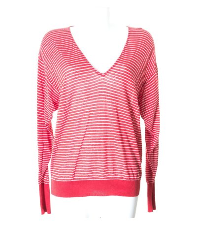 HUGO BOSS Damen Pullover Gr. S Rot Weiß Leinen