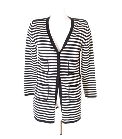 CASSIS Damen Strickjacke Gr. DE 36 Schwarzweiß