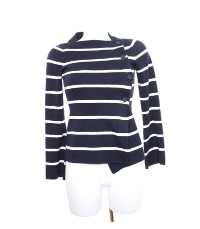 FABRIKEN Damen Strickjacke Gr. XS Blau-Wieß Baumwolle