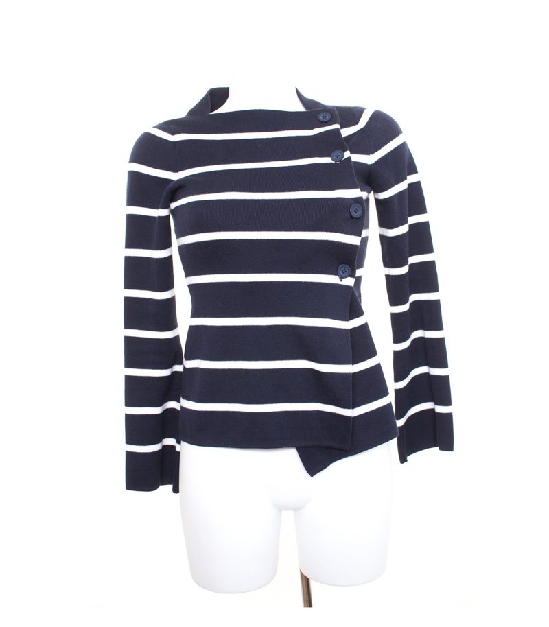 FABRIKEN Damen Strickjacke Gr. XS Blau-Wieß Baumwolle – Foto 1
