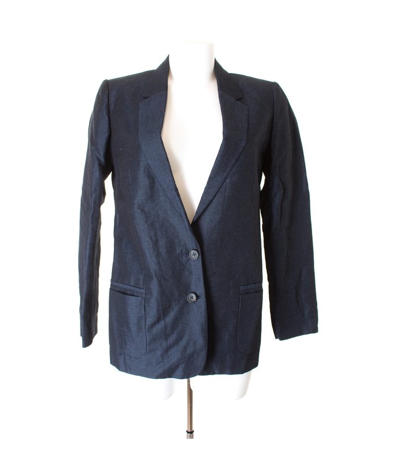 Massimo Dutti Damen Blazer Gr. DE 40 Blau Leinen Baumwolle – Foto 1