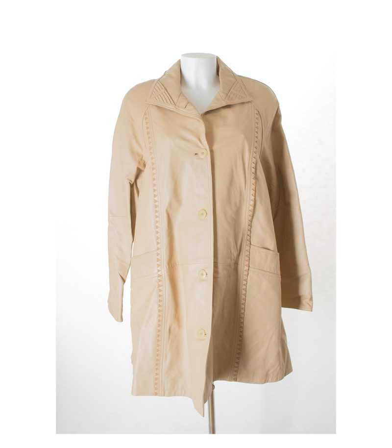 Peter Hahn Damen Mantel Ledermantel Gr. DE 42 Beige Leder – Foto 1