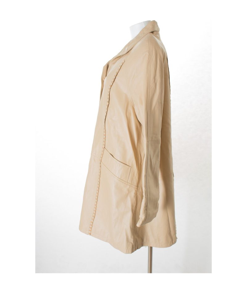 Peter Hahn Damen Mantel Ledermantel Gr. DE 42 Beige Leder – Foto 2