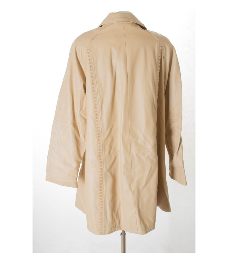 Peter Hahn Damen Mantel Ledermantel Gr. DE 42 Beige Leder – Foto 3