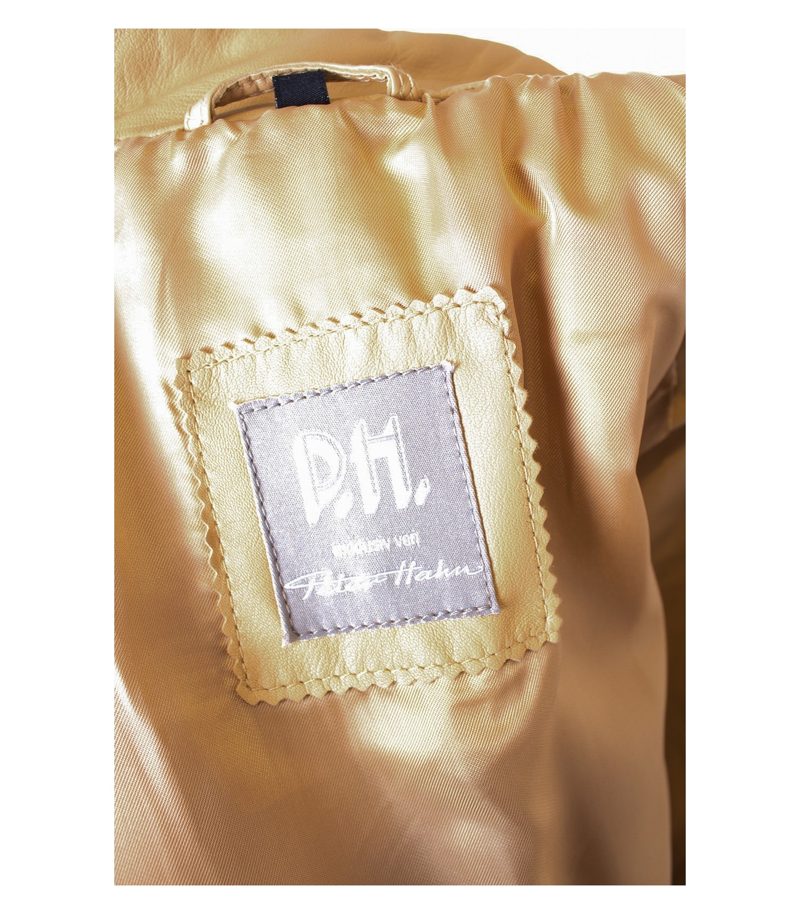 Peter Hahn Damen Mantel Ledermantel Gr. DE 42 Beige Leder – Foto 4