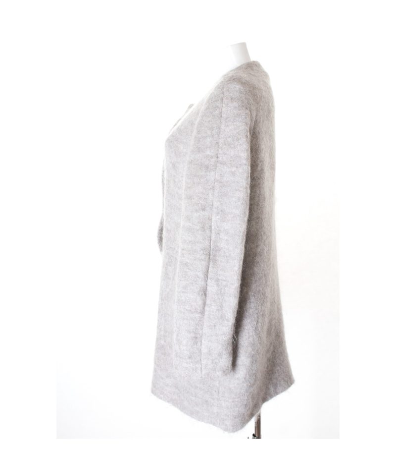 ZARA Damen BASIC Mantel Gr. XL Graubraun Mohair Wolle – Foto 2