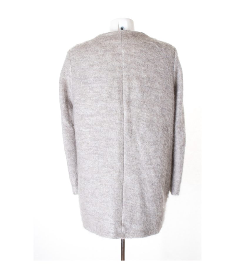 ZARA Damen BASIC Mantel Gr. XL Graubraun Mohair Wolle – Foto 3