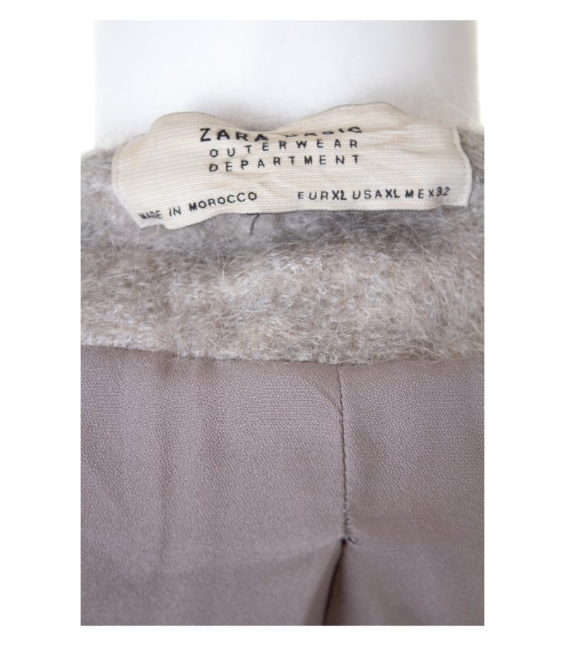ZARA Damen BASIC Mantel Gr. XL Graubraun Mohair Wolle – Foto 6