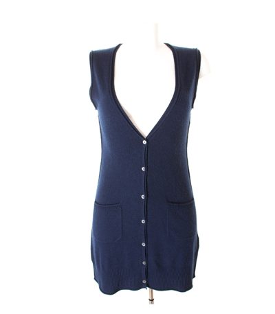 Bloom Damen Weste Strickweste Gr. DE 36 Blau Wolle Kaschmir NEU