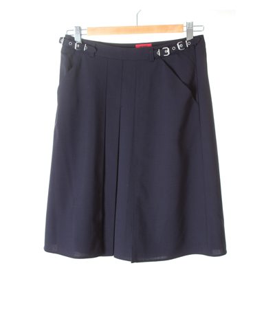 HUGO BOSS Damen Rock Gr. DE 32 Blau Wolle