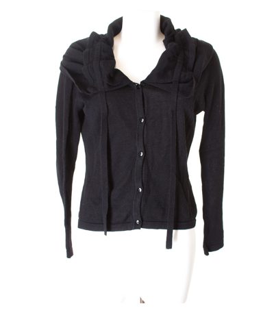 PATRIZIA DINI Damen Strickjacke Gr. DE 38 Schwarz Leinen Viskose