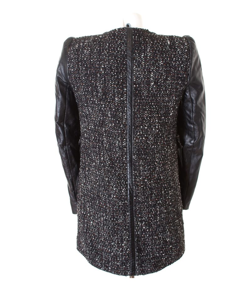 ZARA Damen WOMAN Mantel Gr. S Mehrfarbig Leder Wolle Alpaka Mohair Baumwolle – Foto 2