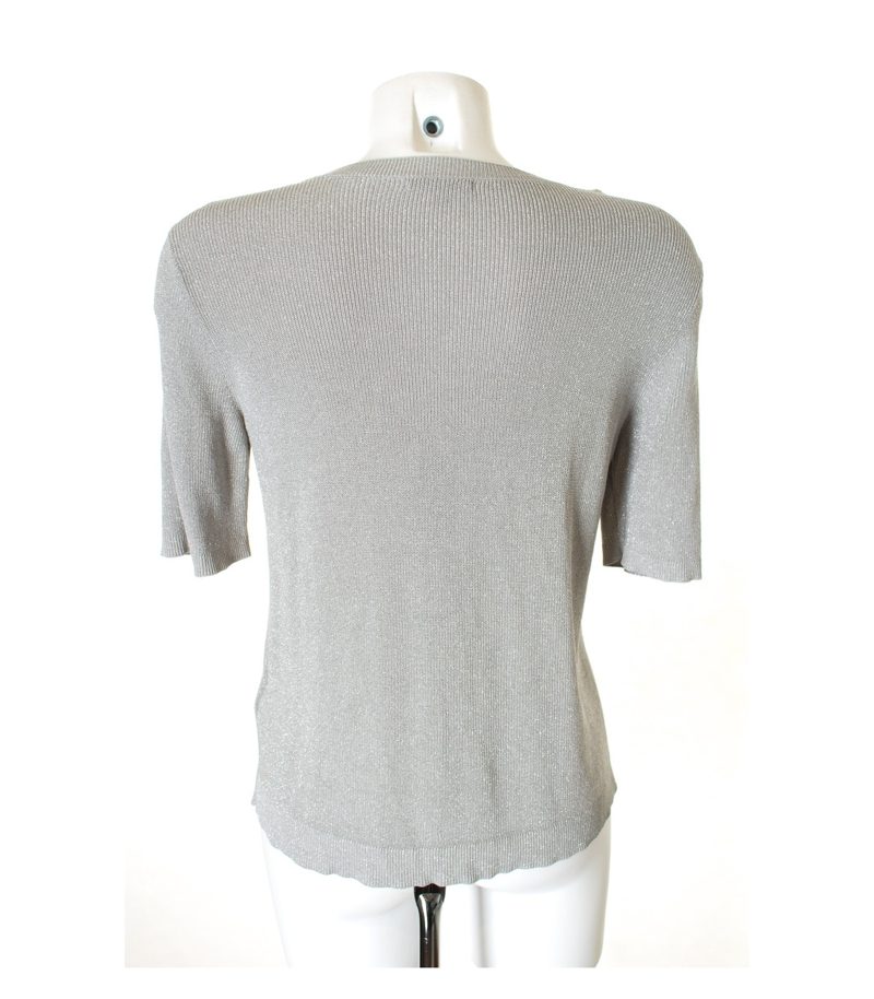 COS Damen Pullover Kurzarm Gr. S Grau Silber Viskose Baumwolle – Foto 2
