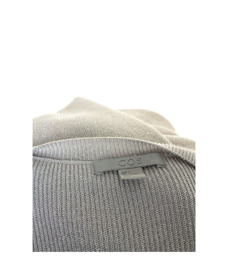 COS Damen Pullover Kurzarm Gr. S Grau Silber Viskose Baumwolle – Foto 3