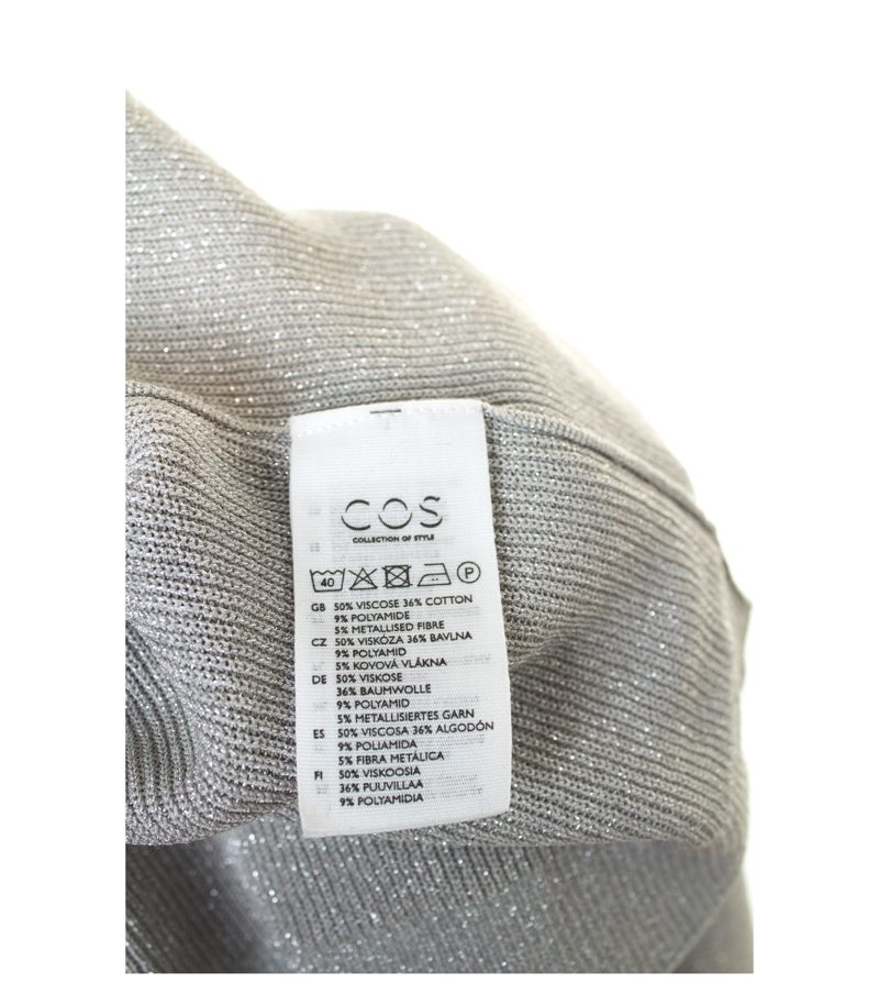 COS Damen Pullover Kurzarm Gr. S Grau Silber Viskose Baumwolle – Foto 4