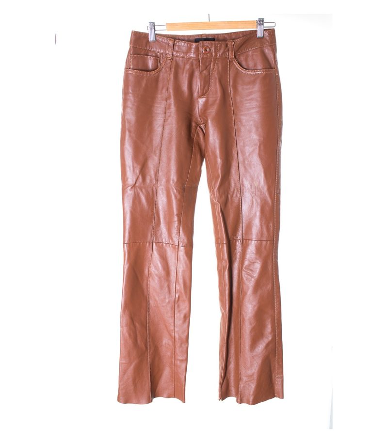 VERO MODA Damen Hose Lederhose Gr. M Braun Leder – Foto 1