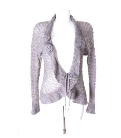 comma Damen Strickjacke Gr. DE 38 Grau Mohair