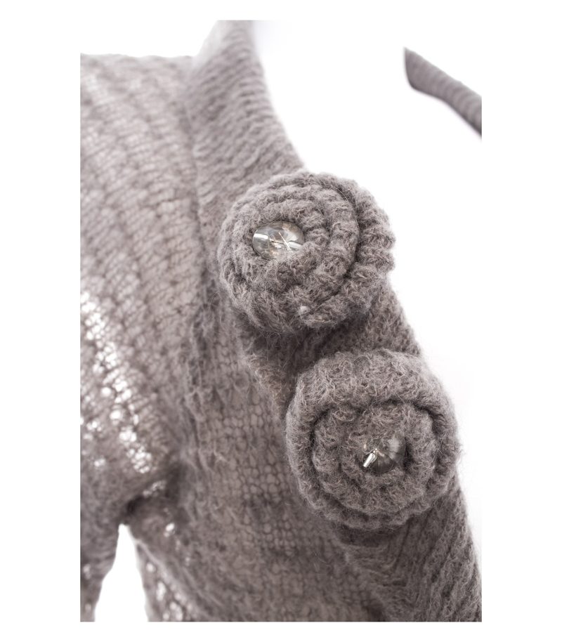 comma Damen Strickjacke Gr. DE 38 Grau Mohair – Foto 2