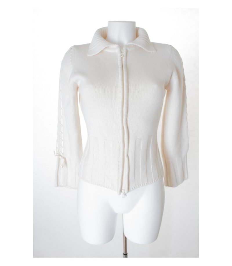 roccobarocco JEANS Damen Strickjacke Gr. DE 36 Weiß Wolle – Foto 1