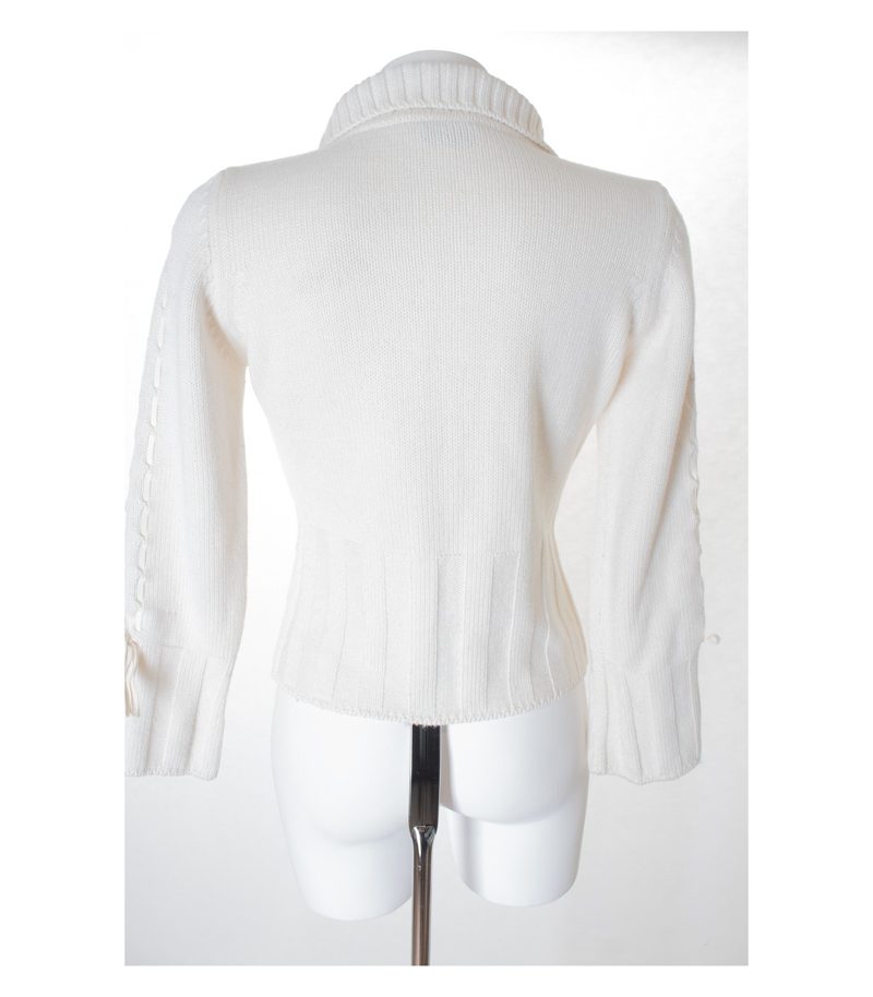 roccobarocco JEANS Damen Strickjacke Gr. DE 36 Weiß Wolle – Foto 3