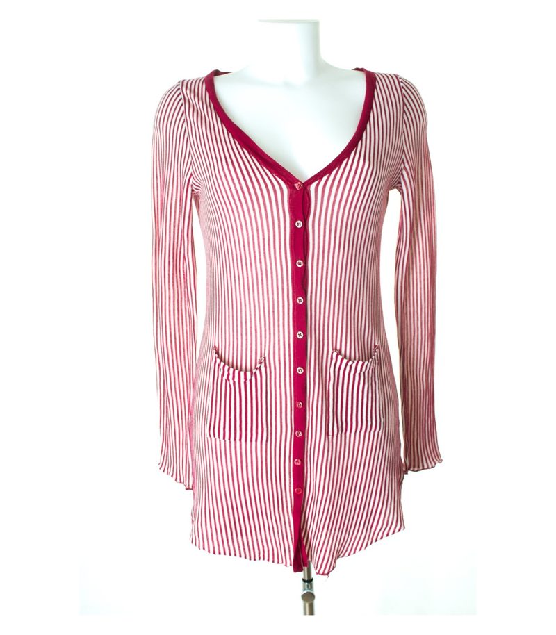 ADOLFO DOMINGUEZ Damen Strickjacke Gr. M Rot Weiß – Foto 1