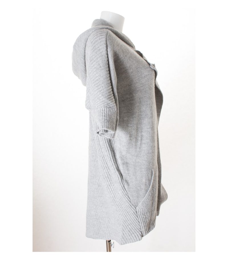 STEFANEL Damen Strickjacke Gr. L Grau Alpaka Wolle – Foto 3