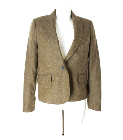 MANGO Damen Blazer Gr. L Mehrfarbig Wolle