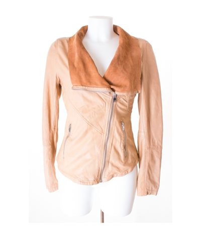 OAKWOOD Damen Lederjacke Gr. S Beige Leder