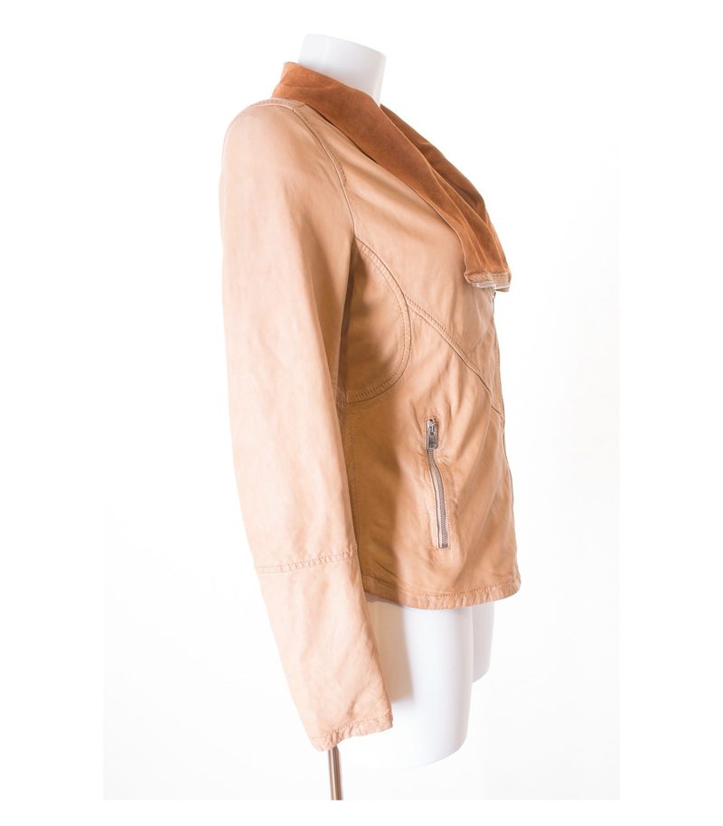 OAKWOOD Damen Lederjacke Gr. S Beige Leder – Foto 2