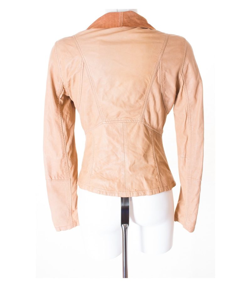 OAKWOOD Damen Lederjacke Gr. S Beige Leder – Foto 3