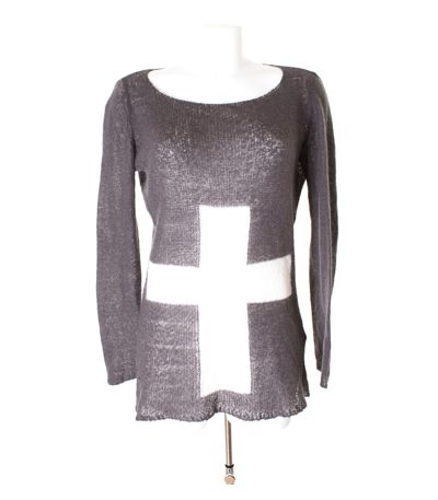 MAGLIERIA VENETA Damen Pullover Gr. M Grau/Weiß Mohair