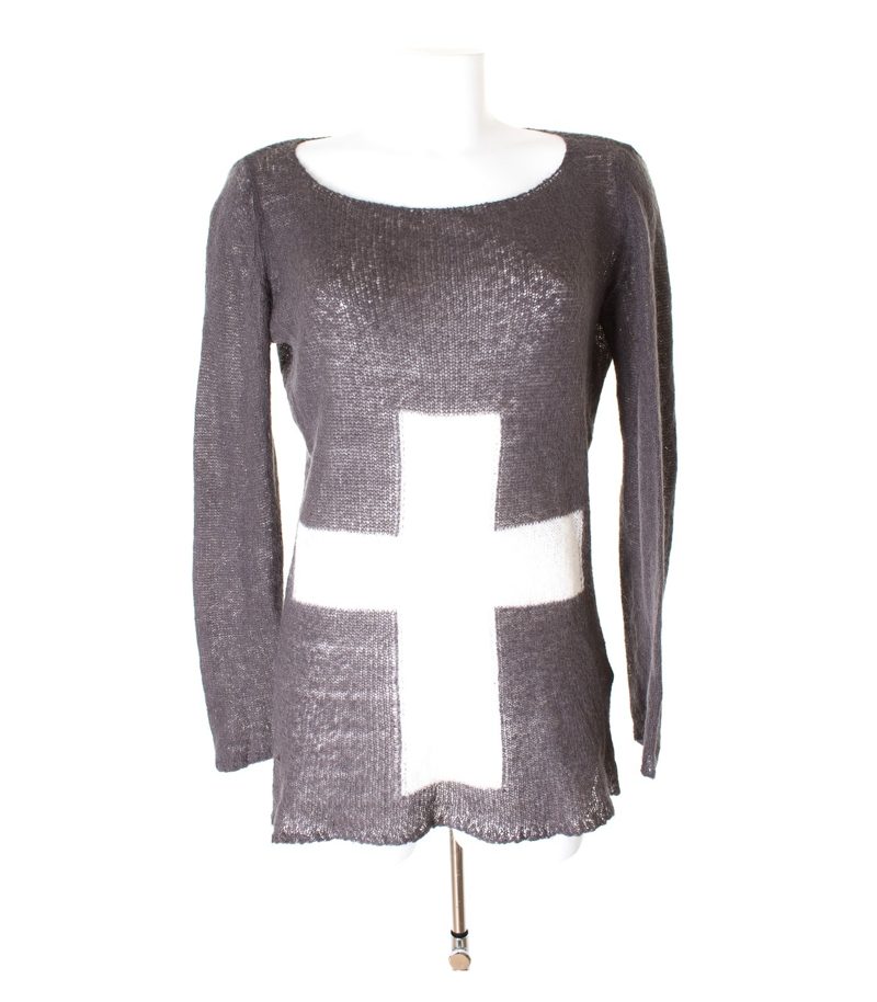 MAGLIERIA VENETA Damen Pullover Gr. M Grau/Weiß Mohair – Foto 1