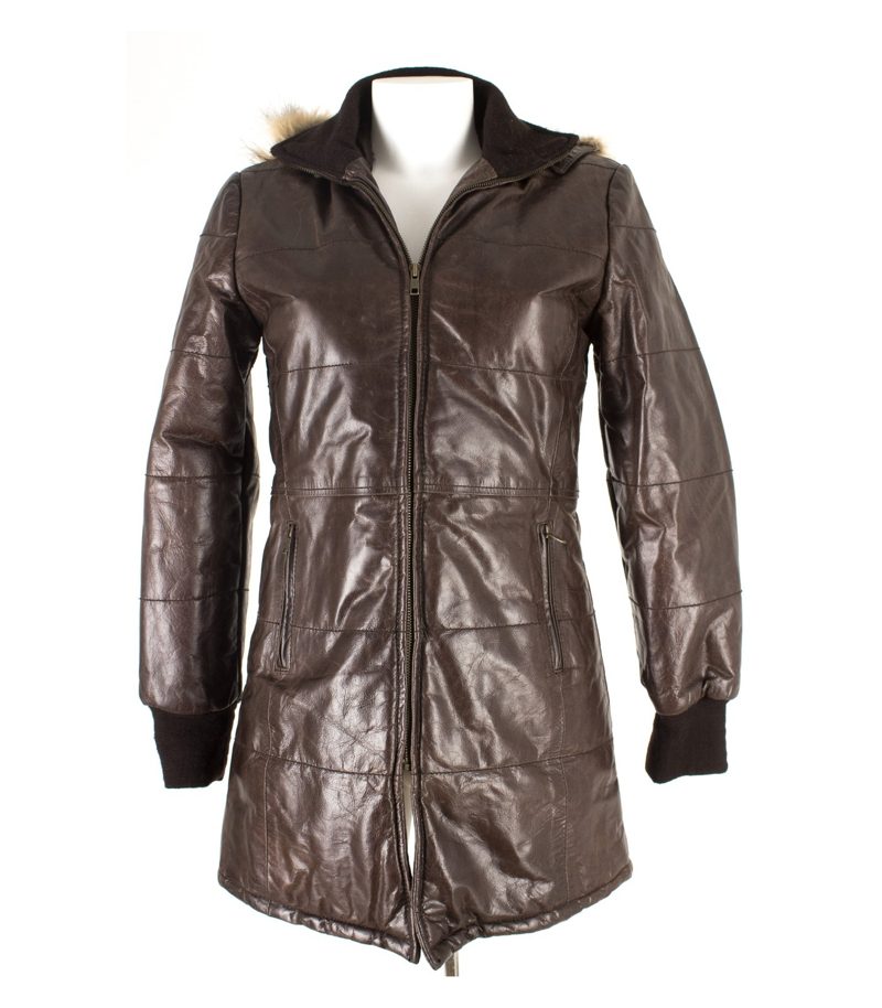 Damen Mantel Steppmantel Gr. S Leder – Foto 1