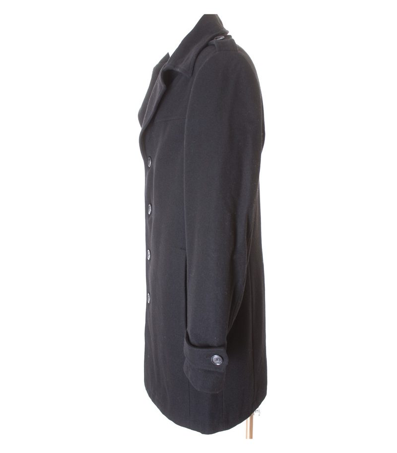 Tom Rusborg Herren Mantel Kurzmantel Gr. 48 Schwarz Wolle – Foto 2