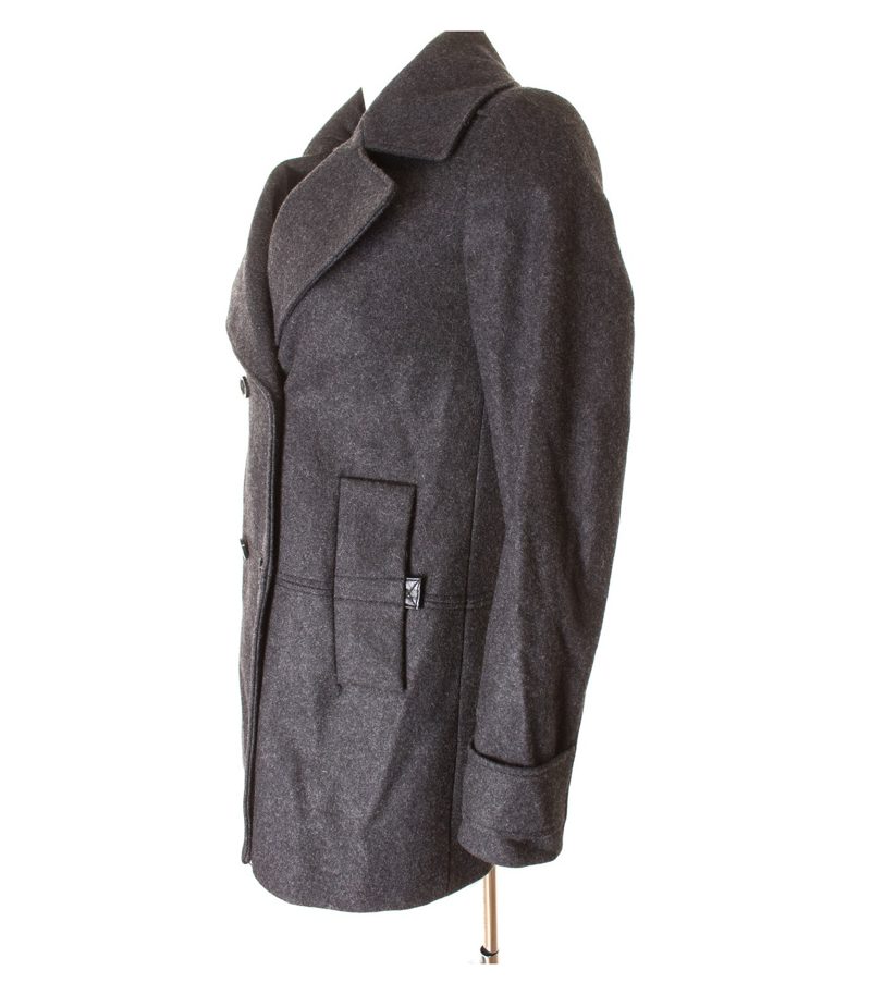 MANGO Damen Mantel Kurzmantel Jacke Gr. S Schwarzgrau Wolle – Foto 2