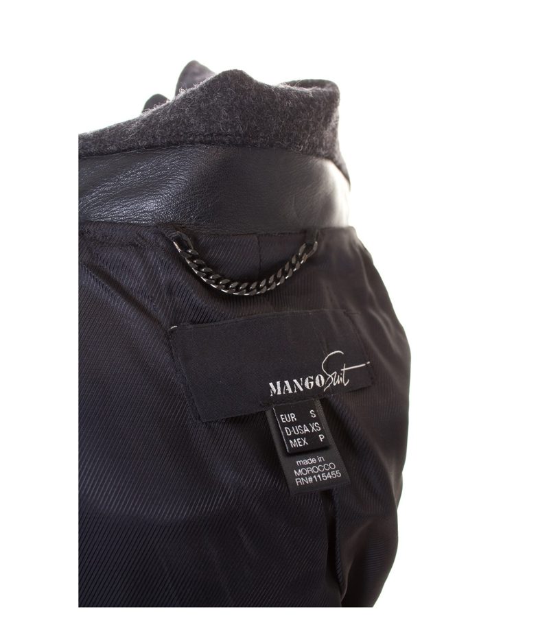 MANGO Damen Mantel Kurzmantel Jacke Gr. S Schwarzgrau Wolle – Foto 4