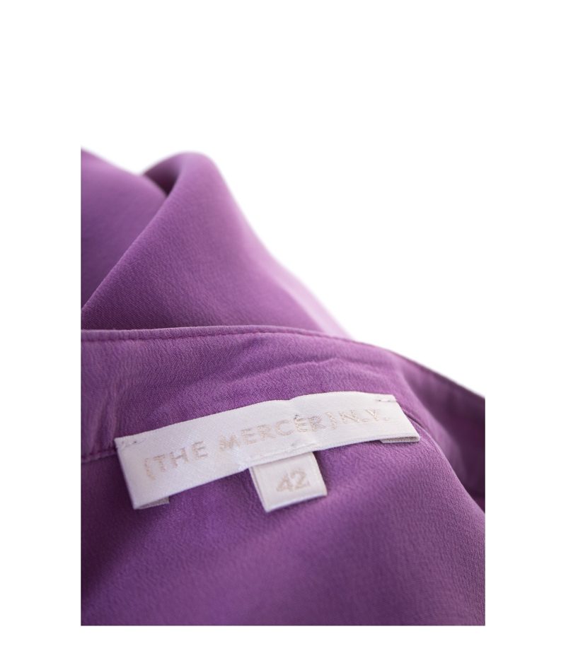 (THE MERCER) N.Y Damen Bluse Shirt Gr. DE 42 Violett Seide – Foto 5