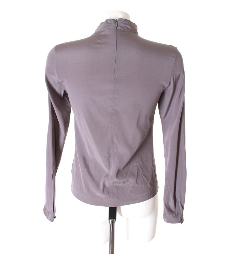 CALIBAN Damen Bluse Shirt Gr. DE 34 Grau Seide – Foto 3