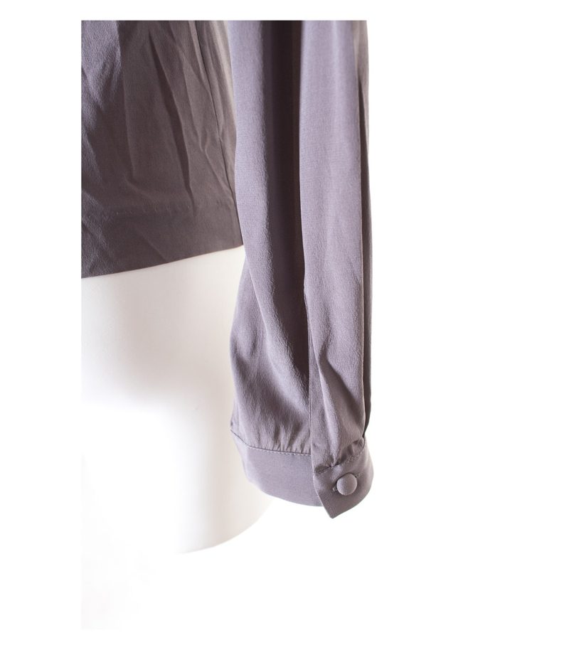 CALIBAN Damen Bluse Shirt Gr. DE 34 Grau Seide – Foto 4