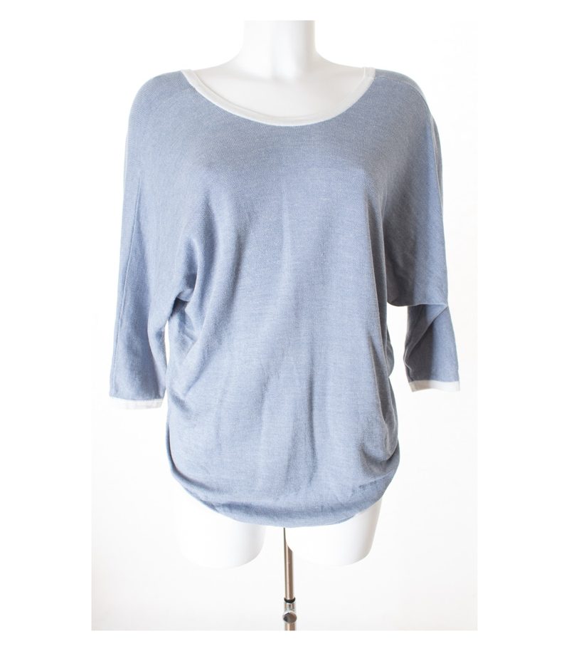 COS Damen T-shirt Shirt Lagenlook Oversize Gr. S Blau/Weiß Baumwolle – Foto 1