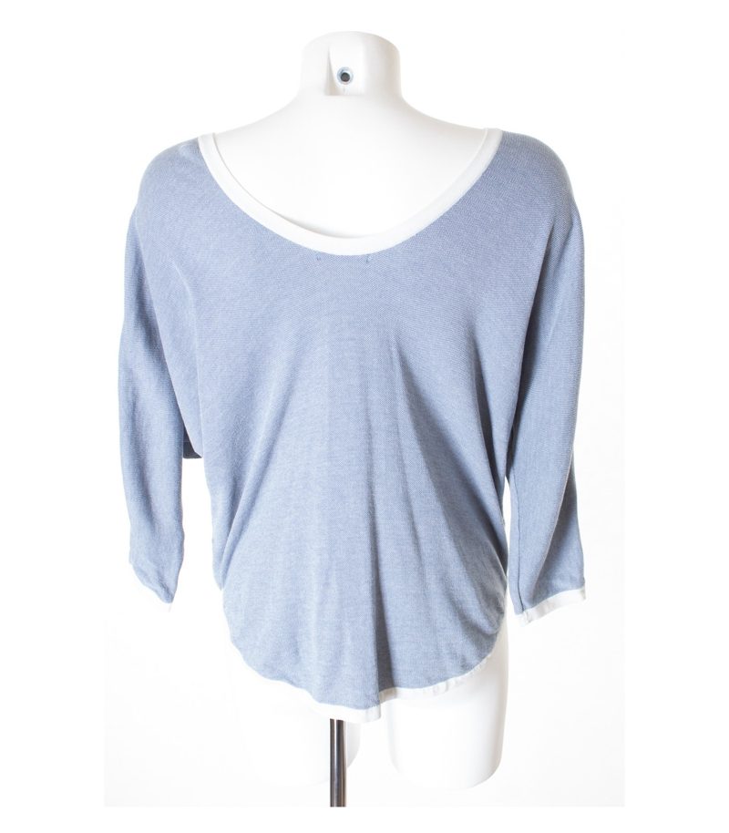 COS Damen T-shirt Shirt Lagenlook Oversize Gr. S Blau/Weiß Baumwolle – Foto 3