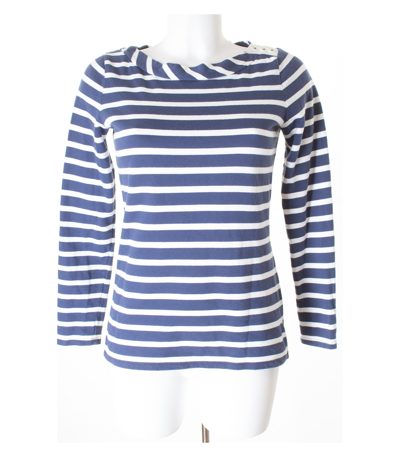 Boden Damen Pullover Gr. DE 32 Blau/Weiß Baumwolle