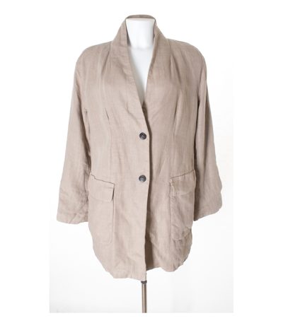 ZARA Damen WOMAN Mantel Sommermantel Gr. M Beigegrau Leinen